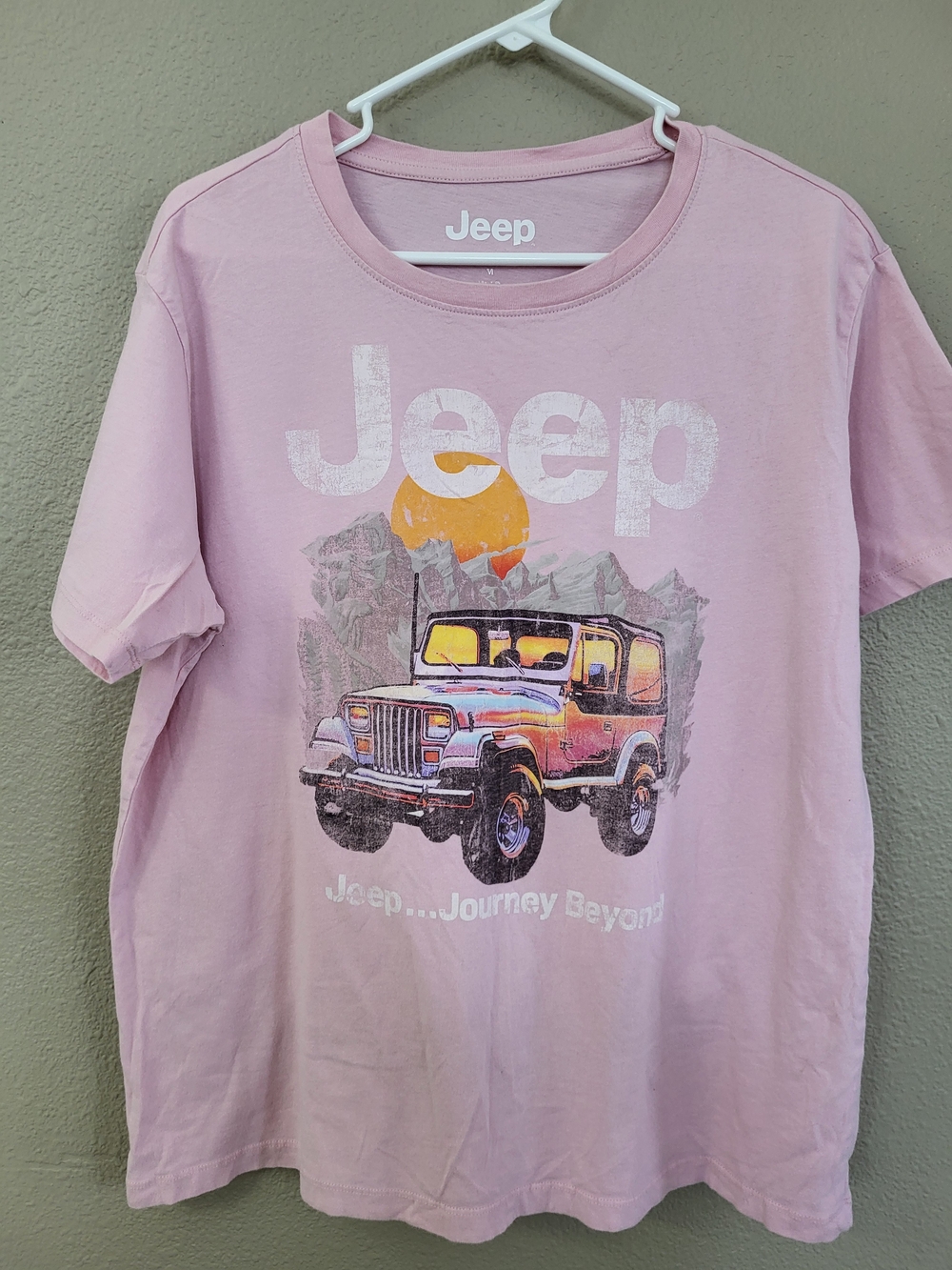 Jeep Women's Pink Graphic Logo Short Sleeve Crew Neck T-Shirt M Cotton